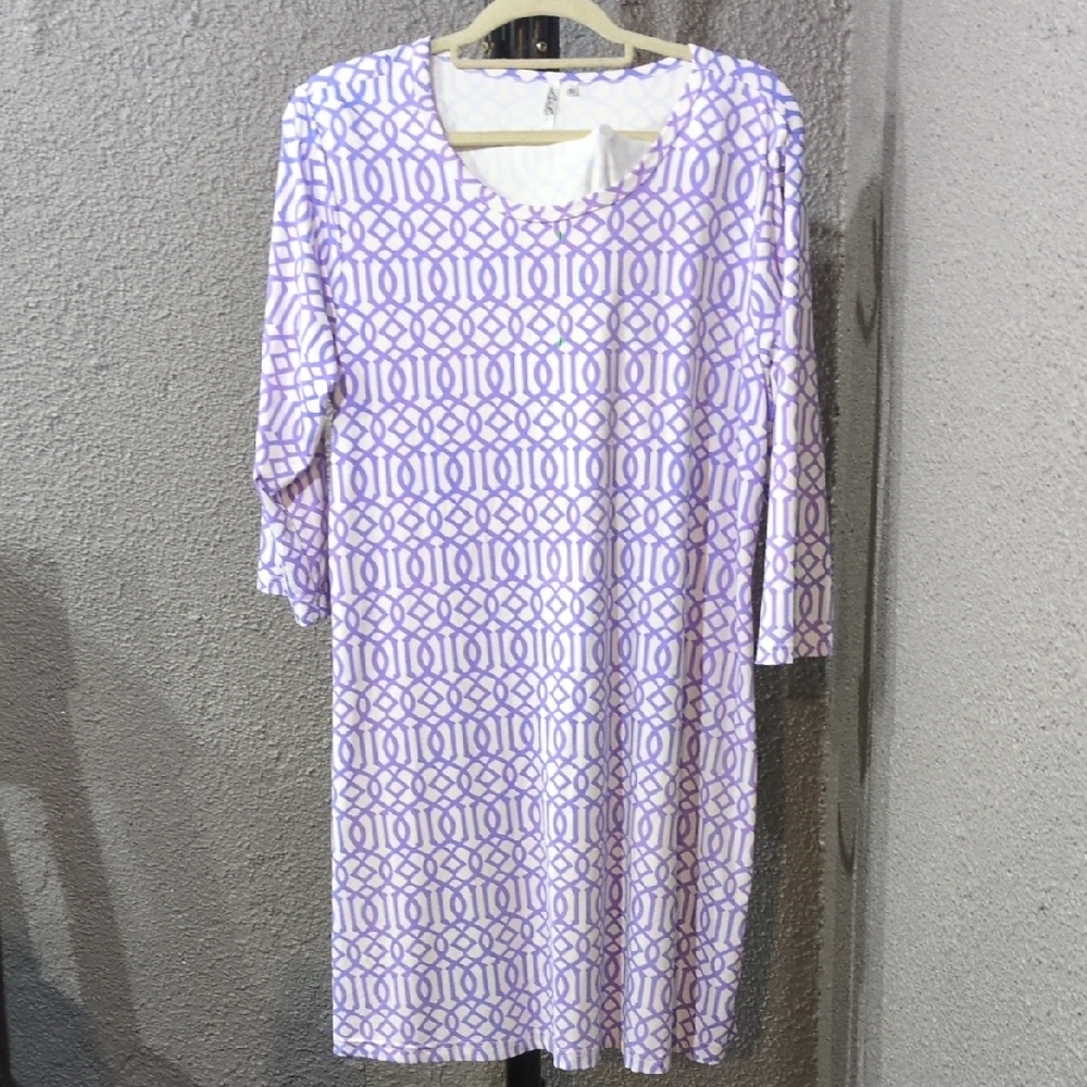 Purple and White Patterned Dress